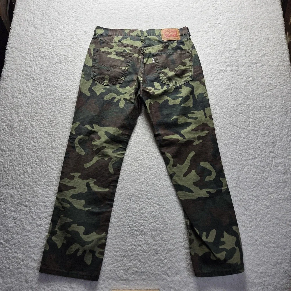 Levis 541 Jeans Mens 33x28 Green Camouflage Athletic Fit Tapered Denim Pants